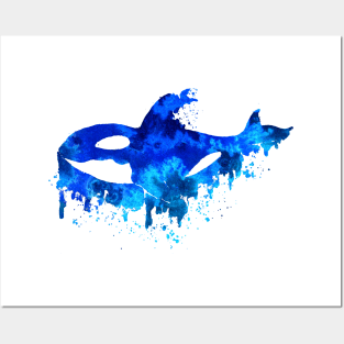 Blue Dripping Orca Posters and Art
